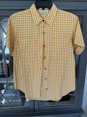 Orvis Yellow and White Gingham Button-Down Shirt